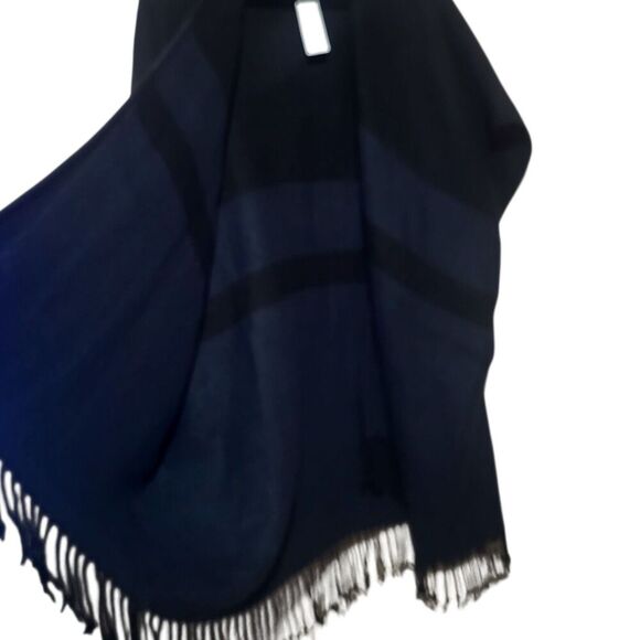 NWT LOFT Blue & Black Oversized Plaid Open Front Poncho Loose Wrap Baggy Top New - Picture 7 of 9